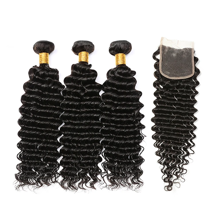 Free Shipping Natural Color Deep Wave Hair Bundles with Closure Virgin Human Hair Weaving, N/a
Free Shipping Natural Color Deep Wave Hair Bundles with Closure Virgin Human Hair Weaving, N/a