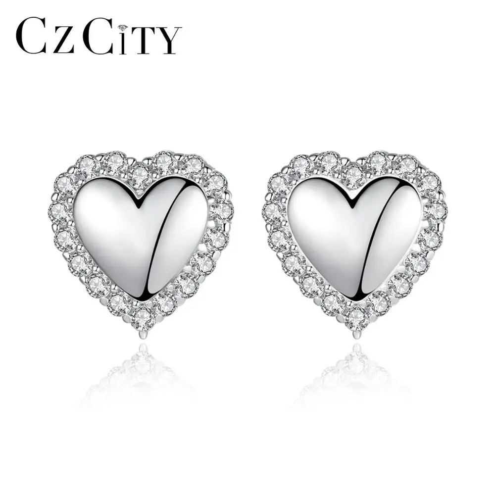 CZCITY Sterling Silver CZ Heart Earrings for Women Korean Style Teemi Factory Wholesale
CZCITY Sterling Silver CZ Heart Earrings for Women Korean Style Teemi Factory Wholesale