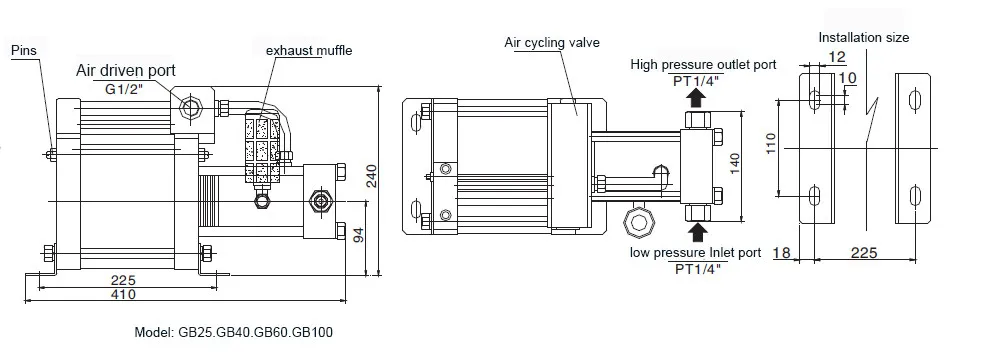 USUN GB40-OL Air Pressure Oxygen Gas Booster Pump for Diving Use