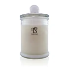 100% natural soy wax scented candle in glass jar with glass lid
