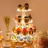 Acrylic Cupcake Stand Tower Display 4 Tier with LED Light String for Weddings, Birthday