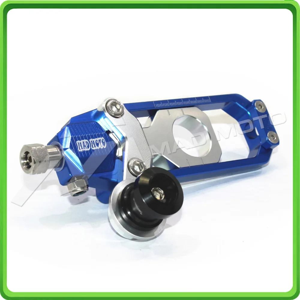 Motorcycle Chain Tensioner Adjuster with paddock bobbins for Kawasaki ninja ZX10R ZX-10R 2011 2012 2013 2014 2015 Blue&Silver (10)