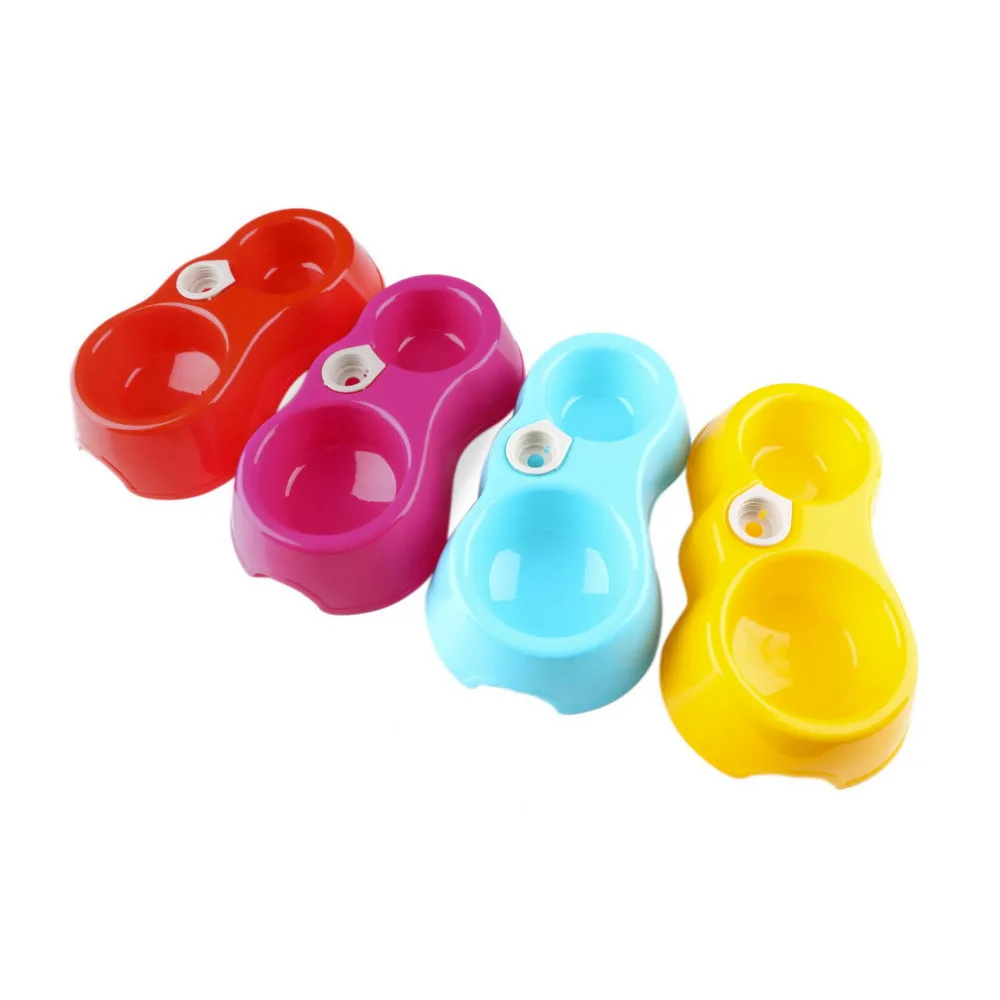 New Pet Dog Cat Puppy Automatic Water Dispenser Food Dish Bowl Feeder Skid 2 bowls Dog Supplies Fountains
