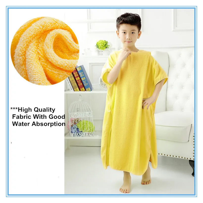 Cotton Bathrobe Hooded Pullover Beach Towel Robe 17