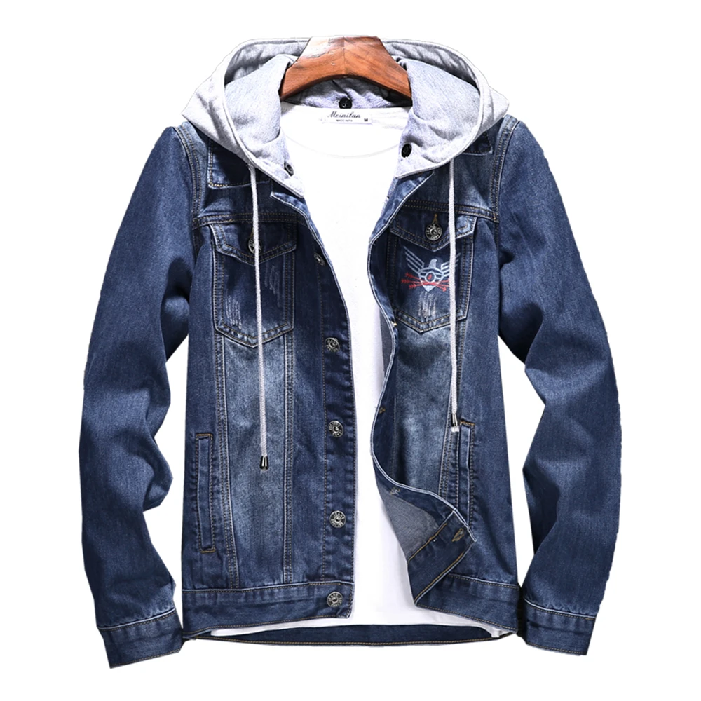 In -stock expensive fashion print design front pocket blue denim jacket with hood for man
In -stock expensive fashion print design front pocket blue denim jacket with hood for man