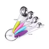 Hot Sale 4 pcs Stainless Steel Measuring Cups & Spoons Set Colorful Silicon Handle Kitchen Cooking Tool