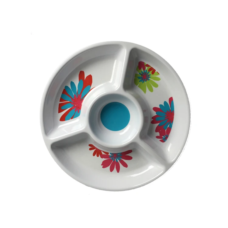 Lot 4 Chip and Dip Party Trays Modern White Pinwheel Melamine New