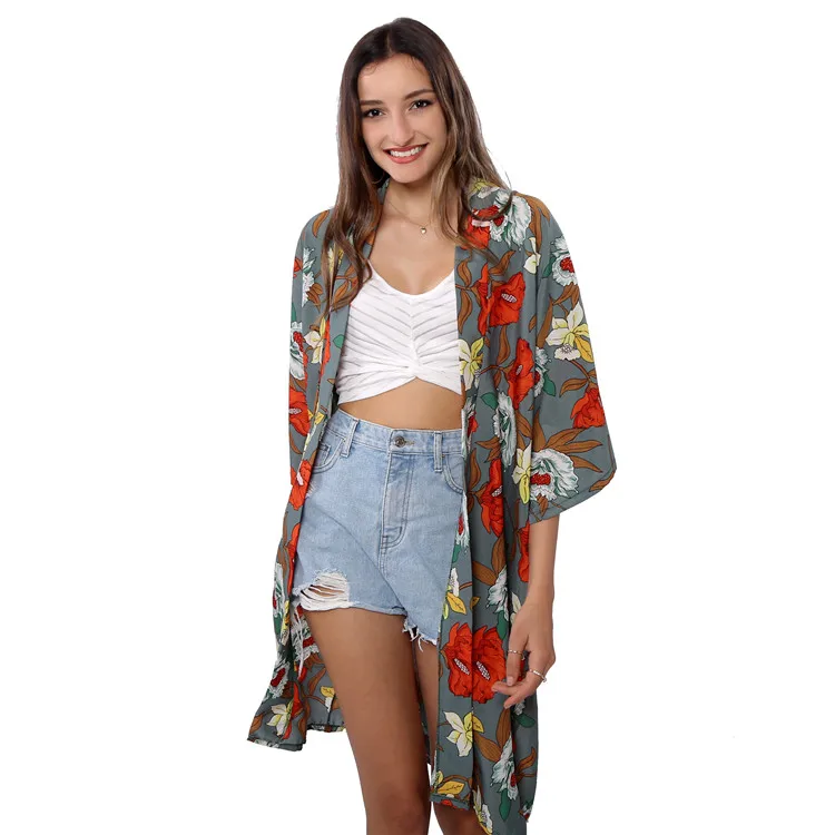 2019 Fashion women floral long floral kimono cardigan silk robe kimono custom print kimono, Picture
2019 Fashion women floral long floral kimono cardigan silk robe kimono custom print kimono, Picture