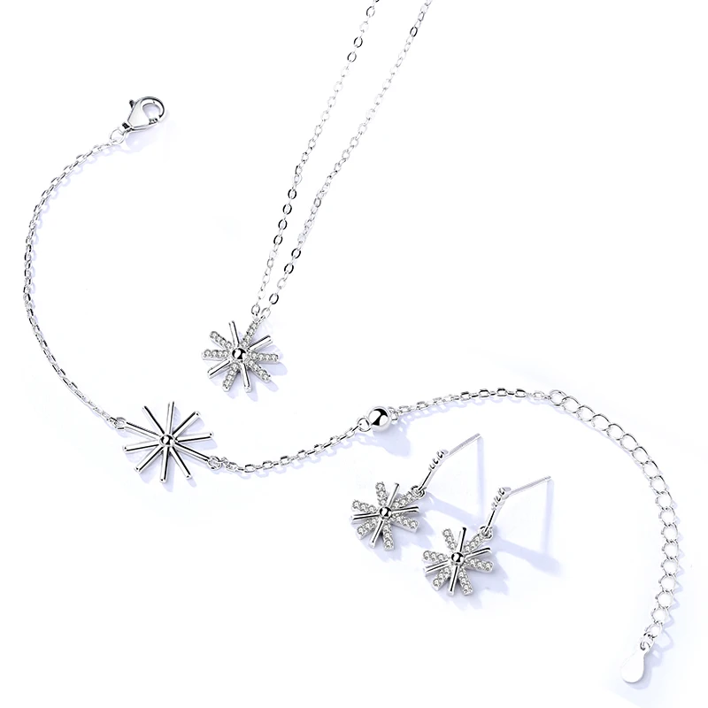 Popular Korean Diamond Jewelry Set 925 Sterling Silver Cubic Zirconia Snowflake Jewelry Set For Women
Popular Korean Diamond Jewelry Set 925 Sterling Silver Cubic Zirconia Snowflake Jewelry Set For Women