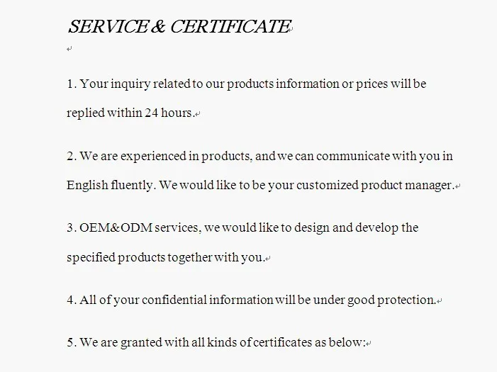 our service