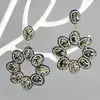 LS-D7745 Amazing Fashion pave crystal pear abalone shell beads earring with flower shape