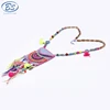 MBN008 jean feather pendent wood beads sea shell necklace pompon peace sign tribal jewellery tassel bead boho jewelry