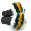 Custom Women Fashion Sliders New Real Raccoon Fur Slippers neon color Summer Autumn Indoor outdoor slides