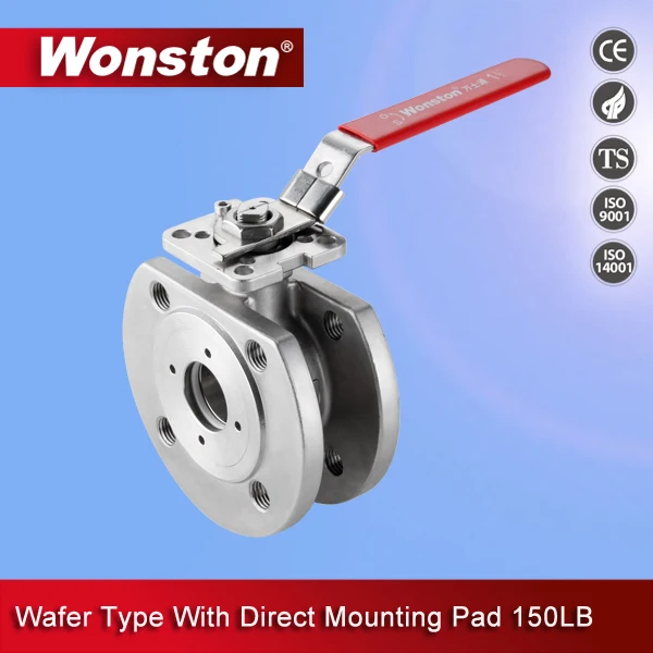 Wafer Type Ball Valve With Direct Mounting Pad DIN PN16/40