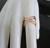 2016 high quality polish rose gold plain 925 sterling silver rose gold X ring