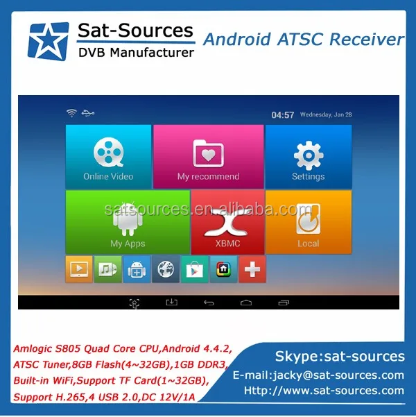 Top Selling Android ATSC Receiver Quad Core Android 4.4  ATSC Tuner Built-in WiFi