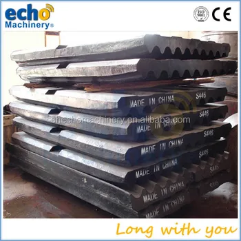 high quality McCloskey jaw crusher fixed and swing movable jaw wear liner plate/jaw die Mn13%,Mn18%,Mn22%