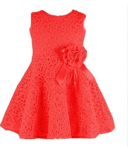 2015 Summer Princess red-pink baby girls dress child wear Flower kids clothes Sleeveless tutu Toddler dresses for girl 3-8 age