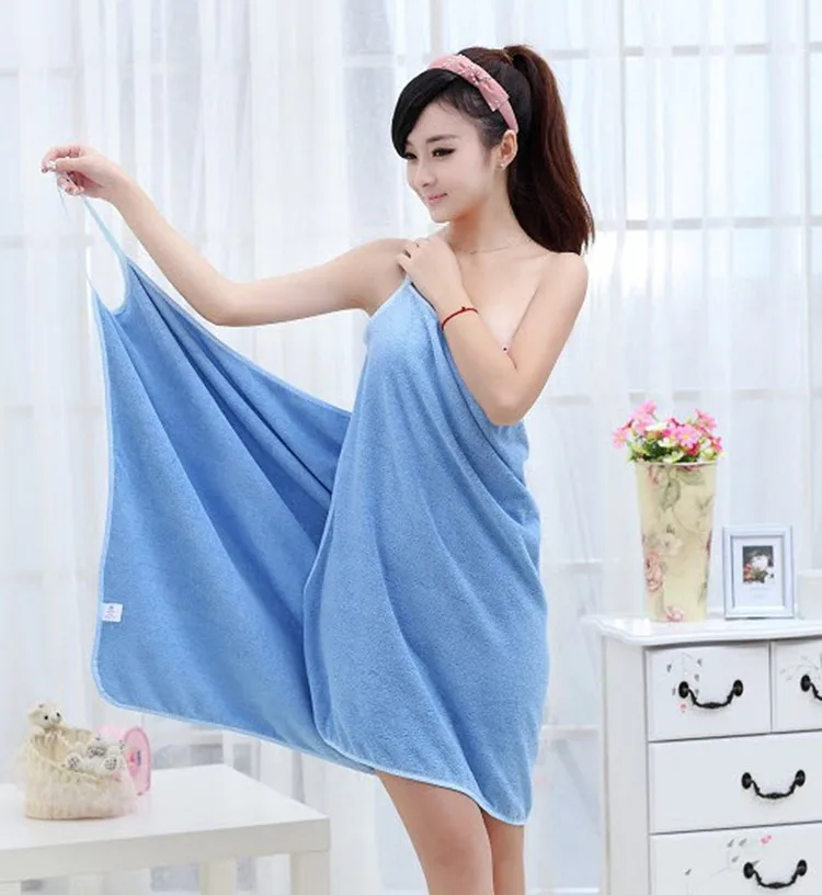Microfiber beach dress body wrap towel customized bath towel wrap with strap