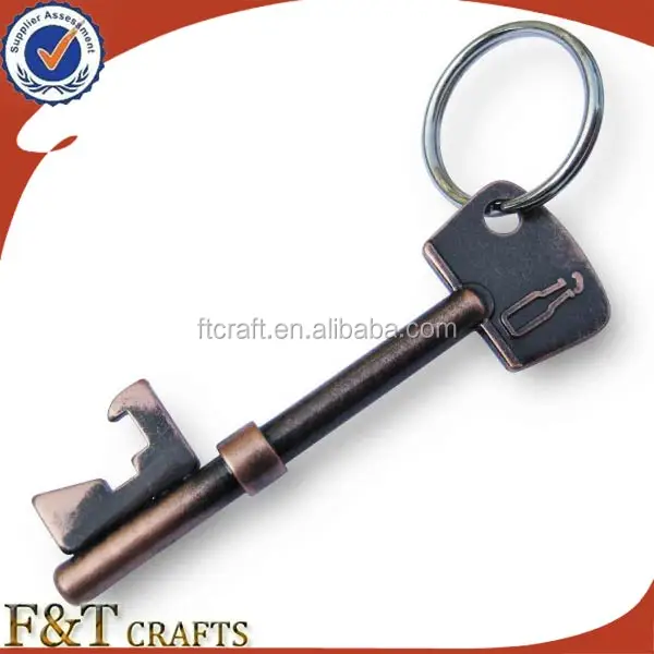Wholesale hot sale custom made logo metal key shape / bottle cap shape bottle opener keychain