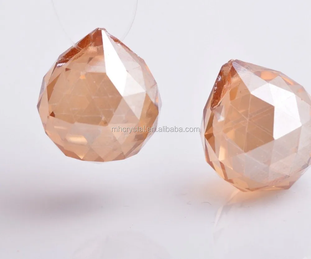 champagne faceted ball chandelier crystal prisms mh-12827