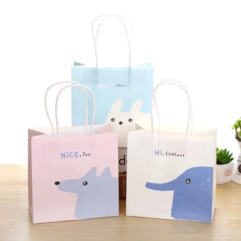 brown kraft mini size gift packaging paper shopping bag with dei