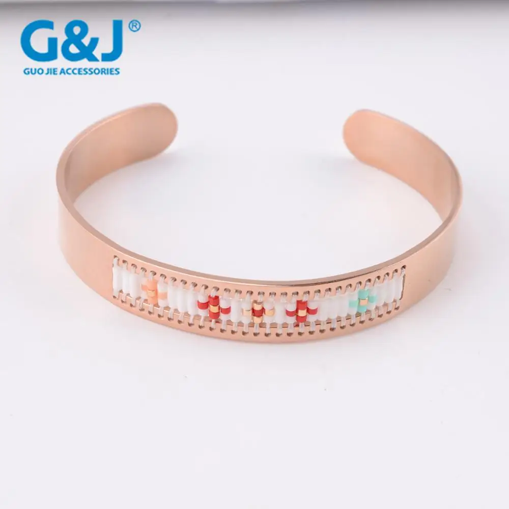 GuoJie brand wholesale fashion jewelry 18k gold plated bangles stainless steel bangle bracelets