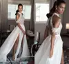 2018 Vintage Bohemian Beach Wedding Dress Chiffon Side Split Delicate Bridal Party Gowns