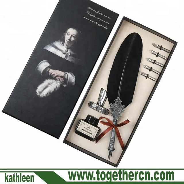 christmas gifts antique feather dip pen set, harry potter
