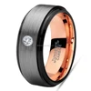 8mm Two-Tone Rose Gold & Black Plated AAA CZ Setting Band Tungsten Carbide Diamond Rings
