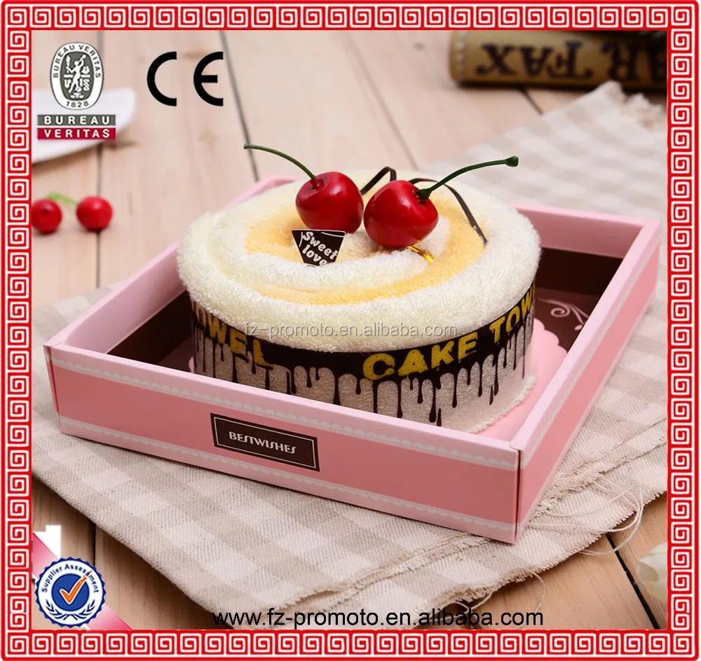 fashional happy birthday cake towel elaborate bamboo fiber towel