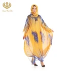 Free Sample Wholesale Yellow Abaya Dubai Girl Robes Muslim Clothing Long Dress