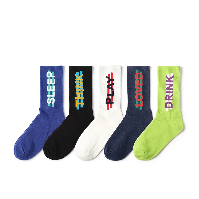 2019 funky hip-hop skateboard brand socks with letters, Green;blue;white;black 
2019 funky hip-hop skateboard brand socks with letters, Green;blue;white;black