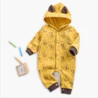 Baby clothes fleece animal print romper ins lion thickening clothes