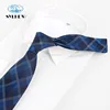 High quality Italian geometric pattern business dark blue OEM 100% silk woven tie