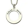 Stainless steel Couples Jewelry Personalized Silver Circle Heart Name Necklace Engraved Circle Statement Necklace