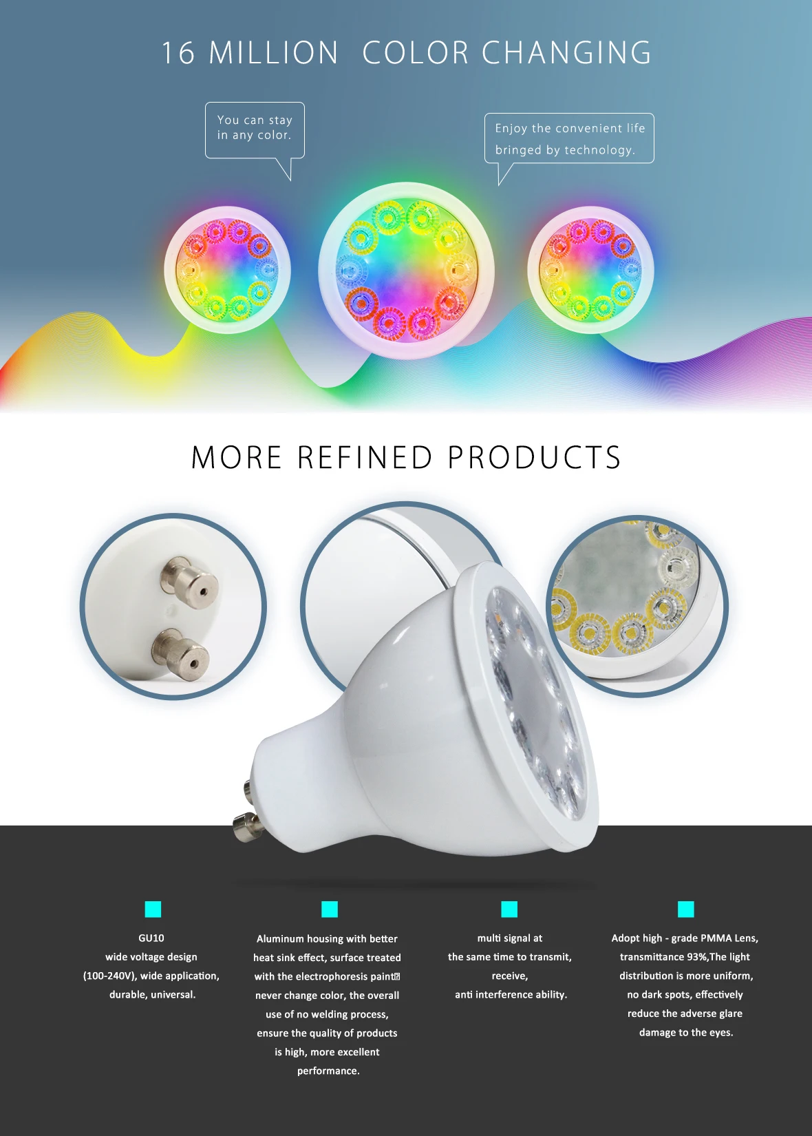 Smart phone APP control multi-coloured flush mounted ceiling gu10 zigbee 3.0 5W dimmable spotlight for display room - ANKUX.COM