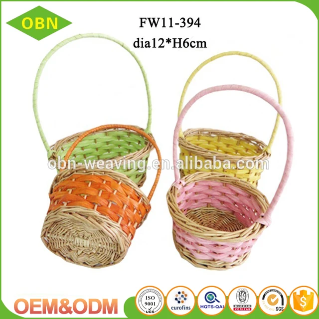 small round easter egg hunt wicker easter gift basket
