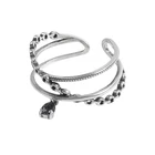 Hot Sale Vintage Design Adjustable 925 Silver Finger Black Diamond Engagement Rings Jewelry Women