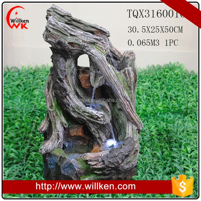customized tree trunk polyresin fountain with led lights