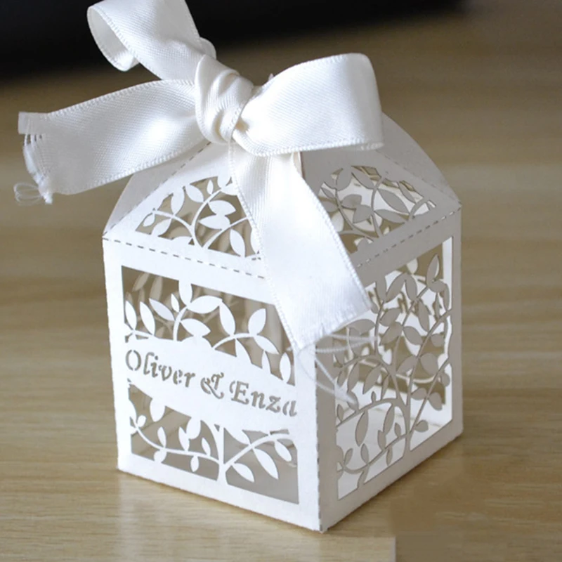 wedding favor paper box candy box laser cut paper for wedding