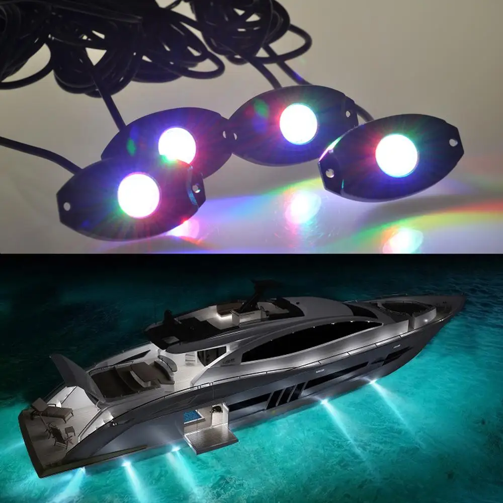 4pcs 8pcs Car LED Decorative Lights 7 Colors RGB bluetooth Control Car Rock Lights For Car Decoration phone