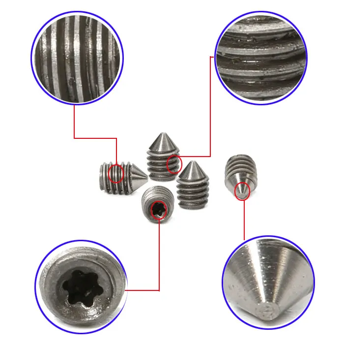 Self Tapping Taper Swivel Pad Cone Head Point Set Screws For Bags