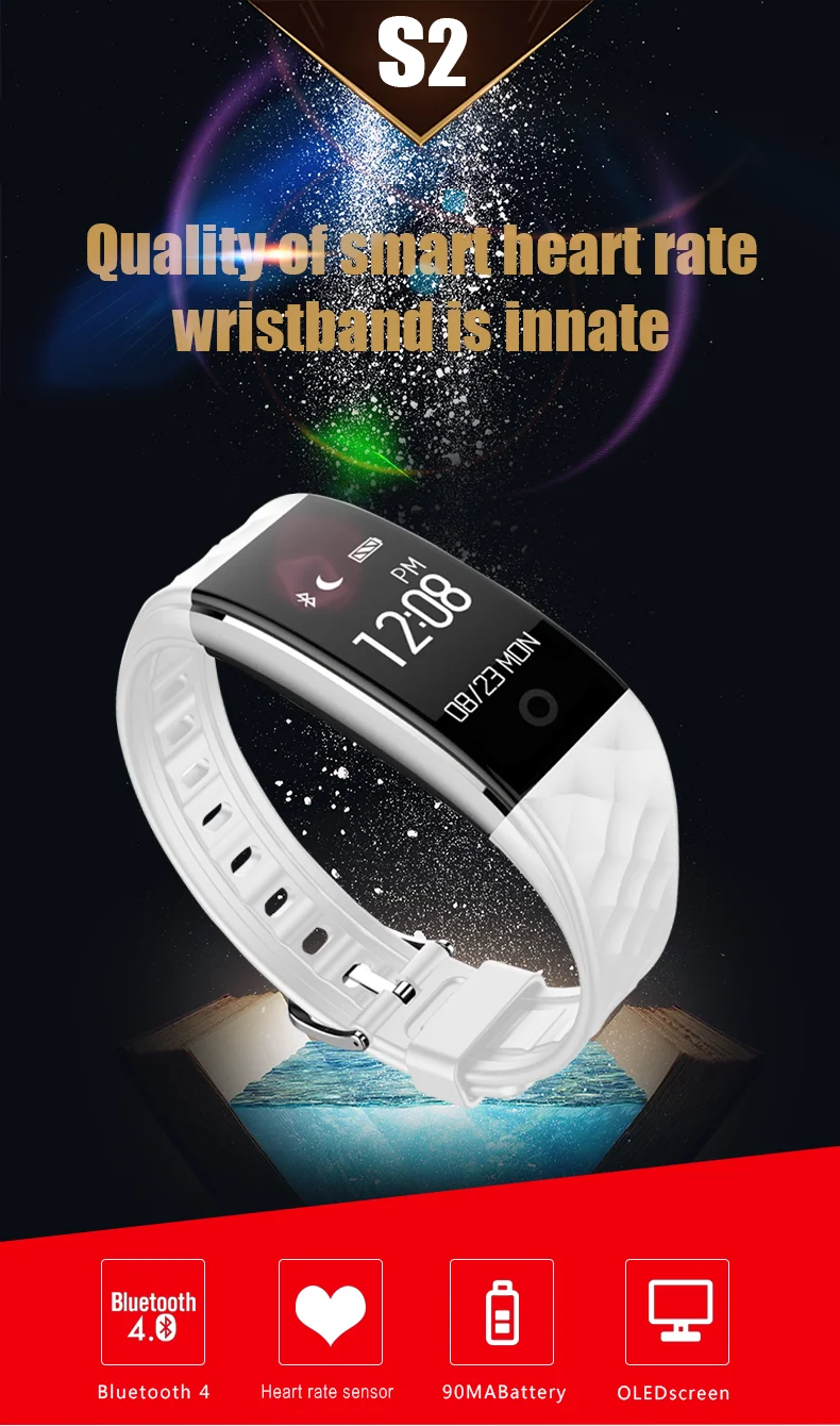 CE Rohs Smart Bracelet S2 bluetooth Smart Bracelet Manual Watch With Heart Rate, View CE Rohs