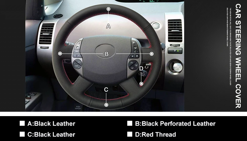 MEWANT-Black-Artificial-Leather-Car-Steering-Wheel-Cover-for-Toyota-Prius-2004-2005-2006-2007-2008