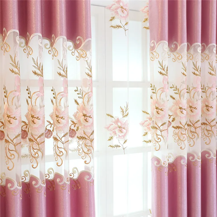 Pinch Pleat Drapes And Living Room Semi Permeable Valance Curtains