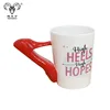 The new design 3d red shoe high heels handle ceramic milk mug cup