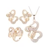 Most popular fashion unique design engagement jewelry rose gold plated love heart earring necklace sets for woman