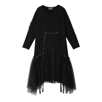 2019 New Fashion Women Solid Loose Dress Long Sleeve Mesh Stitched Lady Casual Pleated Black Dress for Ladies
2019 New Fashion Women Solid Loose Dress Long Sleeve Mesh Stitched Lady Casual Pleated Black Dress for Ladies
