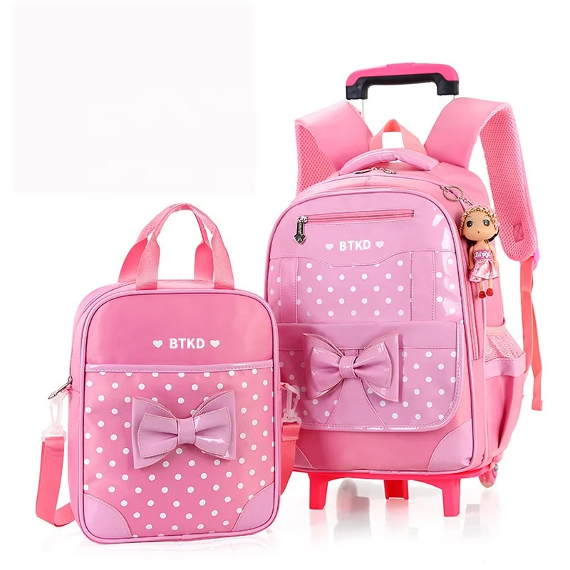 Detachable stair climbing wheeled girl trolley school bag backpack sets for kids, Pink, rose red and black. custom
Detachable stair climbing wheeled girl trolley school bag backpack sets for kids, Pink, rose red and black. custom